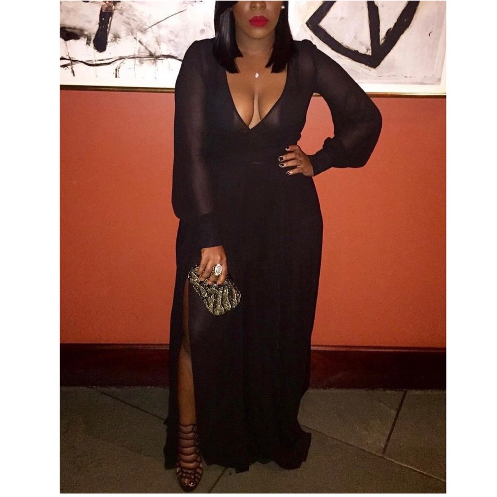 Black Chiffon Wrap Dress